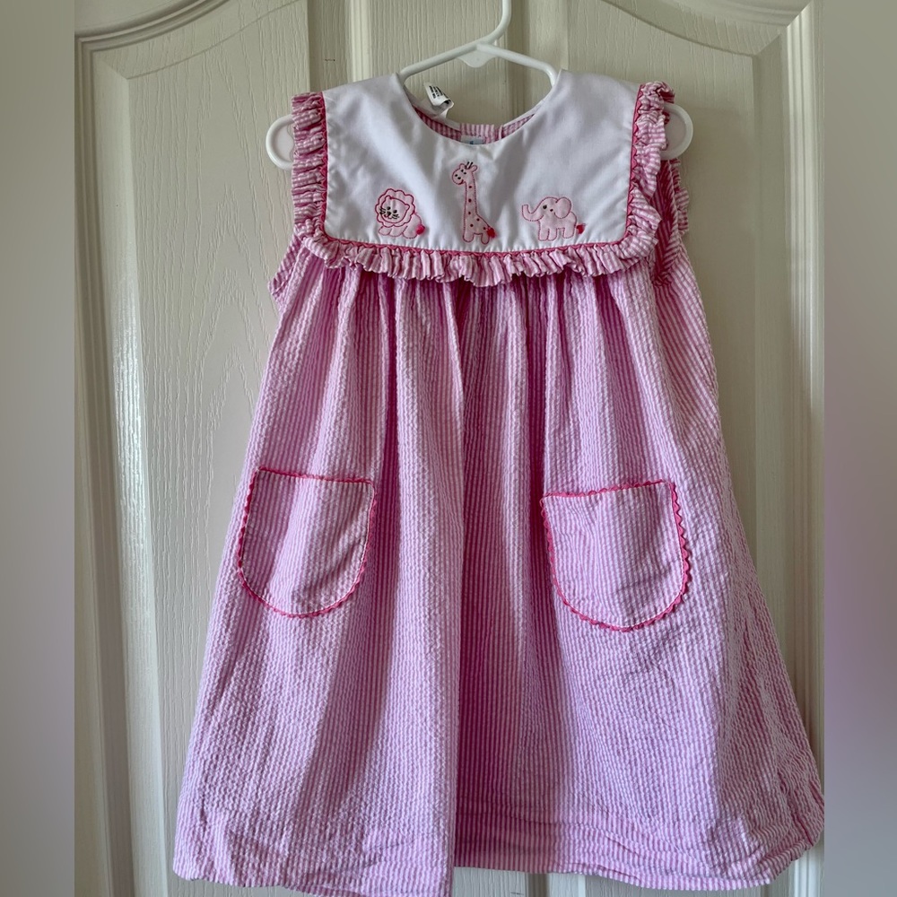 Vice le Fete seersucker zoo animals dress, size 4